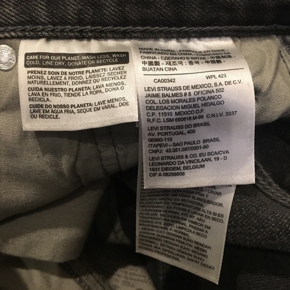 LEVI’S Dark Gray 501 Button Fly Distressed Jeans Size 25 - Picture 6 of 7